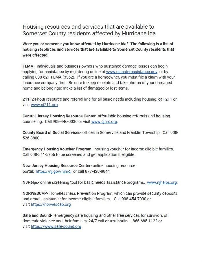 Housing resources and services