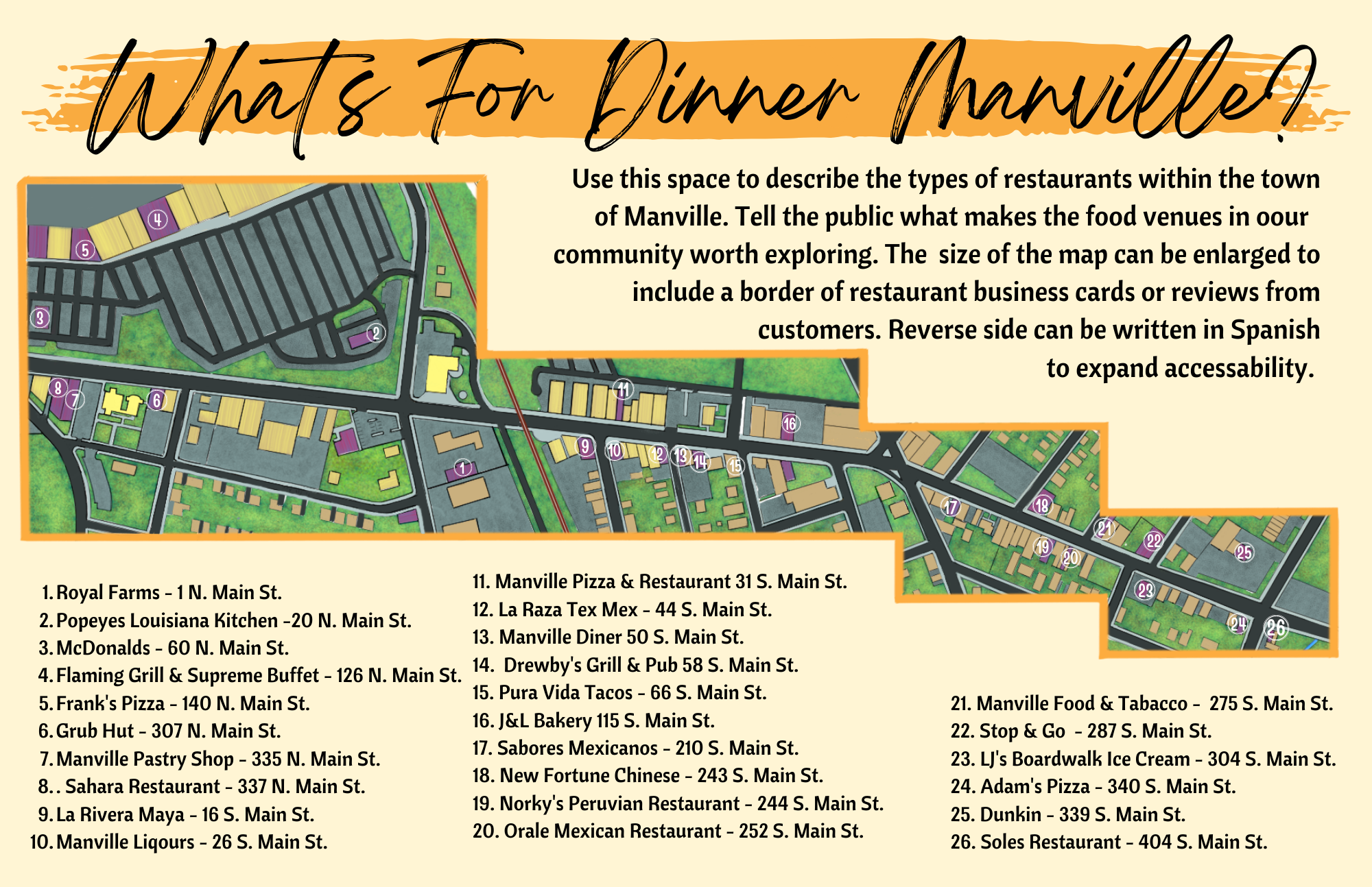 Manville Restaurant Map
