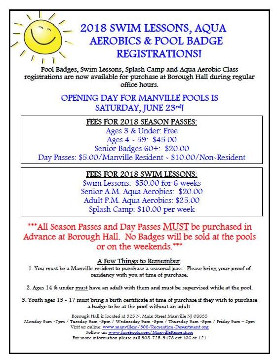 2018 Pool Badges - Swim Lessons