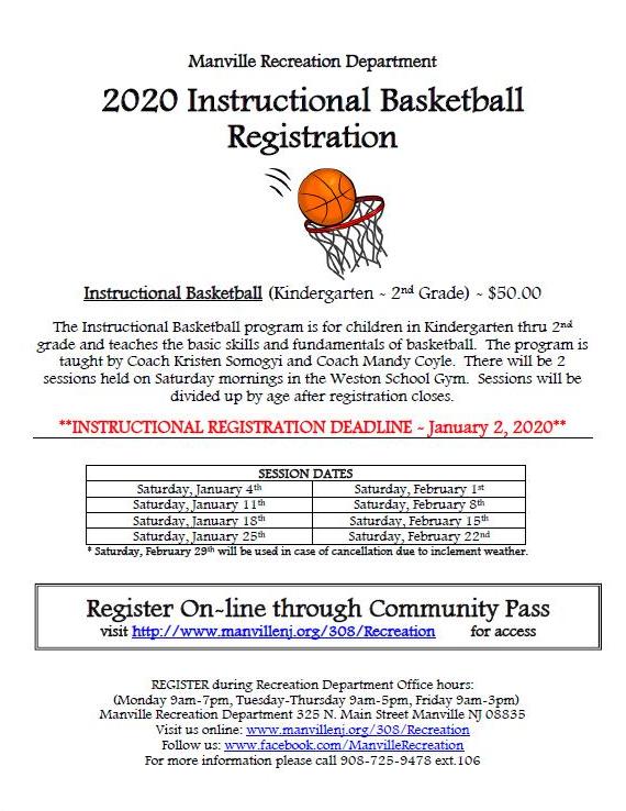 2020 Instructional Basketball Registration Flyer