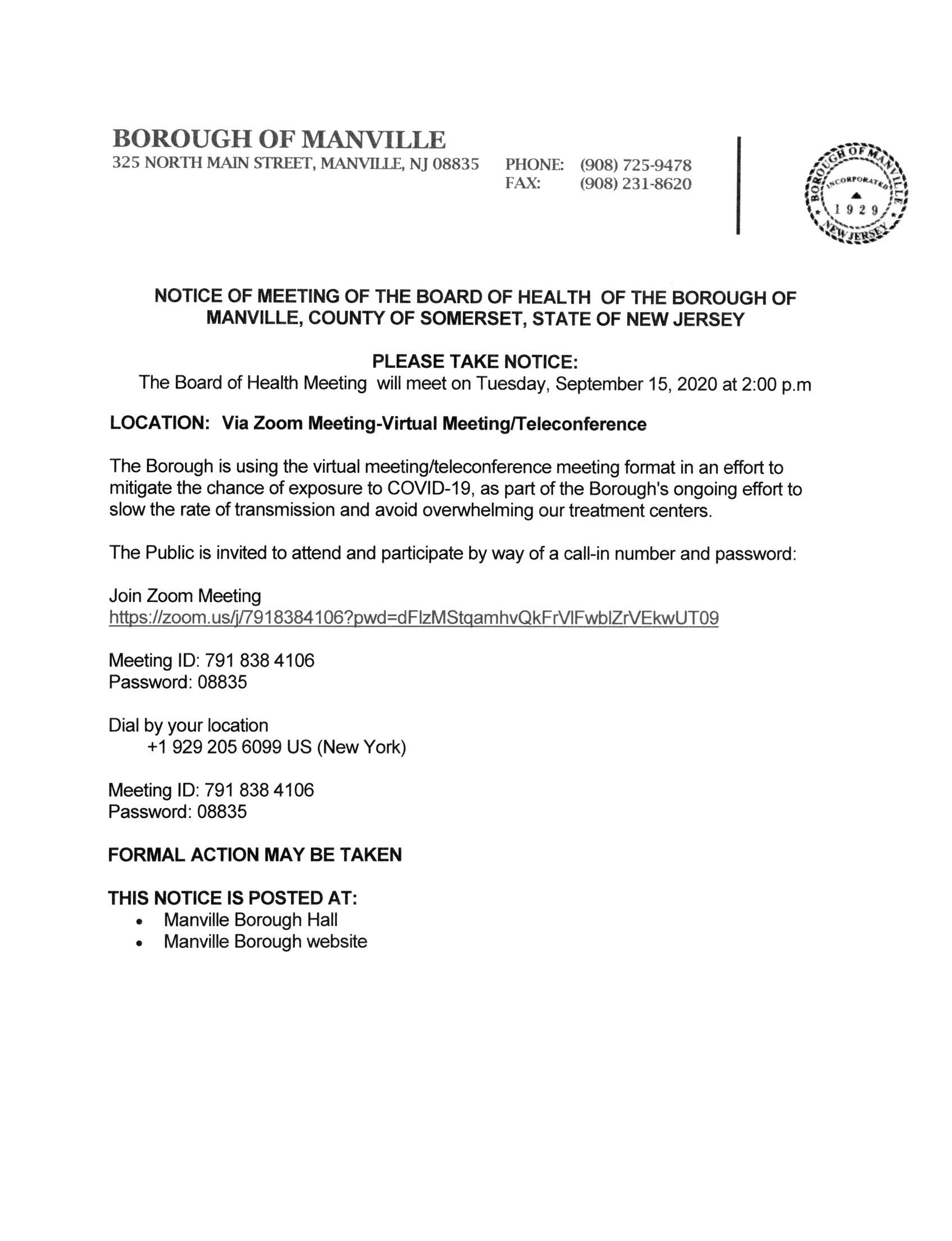 Board Of Health Meeting_September 15th