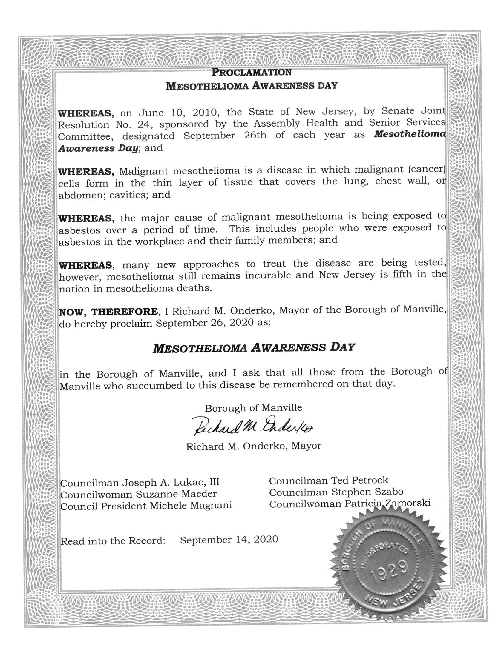 Mesothelioma Awareness Day 2020