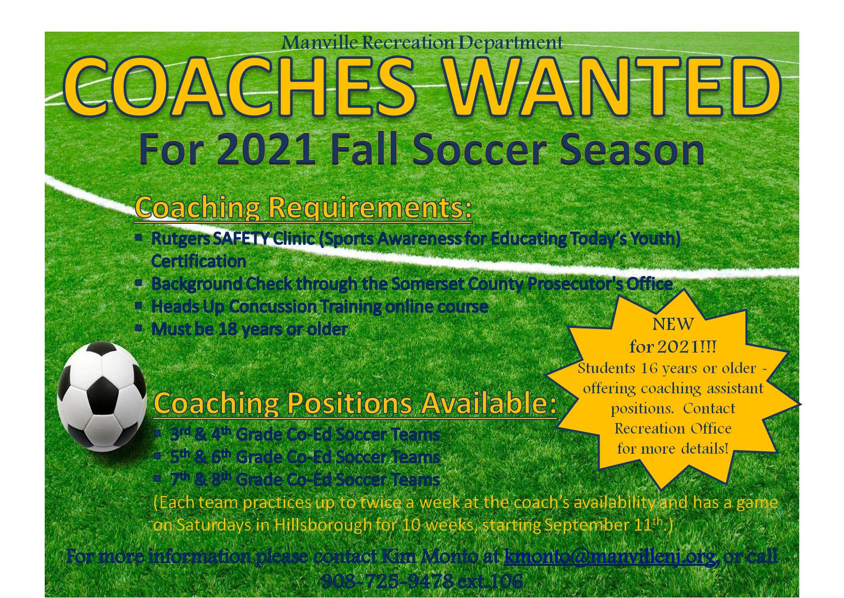 Coaches Wanted